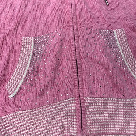 VTG 90’s y2k PINK VS Wool Blend Sequin Pink Full Zip Hooded Jacket Size M - Picture 7 of 7